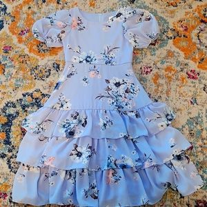 Blue floral ruffle dress